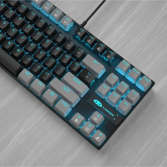 MageGee 75% Mechanical Gaming Keyboard Black Gray LED Backlit Key USB + Red Keys - Picture 2 of 12